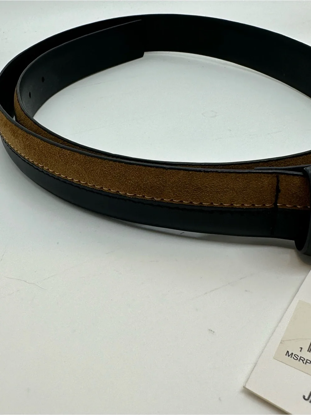 NWT Jason Wu Genuine Leather Black Brown Gold Buckle Belt Size S
